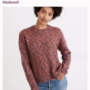 Madewell Birchmont Side-Button Pullover Sweater In Spacedye Sangria size L